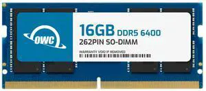 OWC 16GB DDR5 6400 PC5-51200 CL32 1Rx8 262-pin 1.1V SODIMM Memory RAM Module Upgrade OWC 16GB DDR5 6400 PC5-51200 CL32 1Rx8 262-pin 1.1V SODIMM Memory RAM Module Upgrade