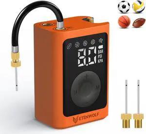 ETENWOLF P300 Plus Ball Pump, Electric Basketball Pump Inflation and Deflation, with 3200 mAh Rechargeable Battery, Air Pump for All Sports Balls,Vivid Orange
