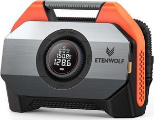 ETENWOLF VORTEX S6 Tire Inflator Portable Air Compressor for Heavy-duty Vehicle, Cordless Air Pump for Car & Inflatables with 19200 mAh Battery, 100% Duty Cycle & Dual Cylinder Bike Pump, Vivid Orange