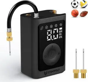 ETENWOLF P300 Plus Ball Pump, Electric Basketball Pump Inflation and Deflation, with 3200 mAh Rechargeable Battery, Air Pump for All Sports Balls,Black