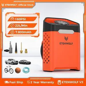 ETENWOLF ZEPHYR V3 Portable Car Compressor 160 PSI 100% Duty Cycle Car Tire Inflator 7800mAh For Cars Motorcycles Bicycles Balls