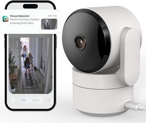 LUNA HOME Indoor Pan/Tilt Security Camera, 2.4GHz Wi-Fi Camera for Home Security with Smart Gen AI Motion Detection, Baby/Pet Camera with Phone App, 360° Plug-in, Night Vision, 2-Way Audio White