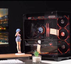 WJCOOLMAN Lonely Warrior PRO Black Computer Case Panoramic Version 2 Sides Transparent Glass Gaming Chassis Support 10 Fan Positions 360 AIO Support ATX/M-ATX Gming Case High-Airflow Design