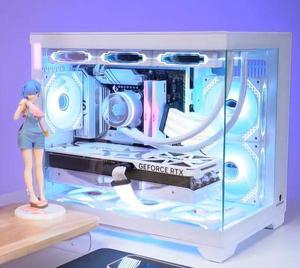 WJCOOLMAN Lone Warrior Upgrade Edition Computer Case Panoramic Version 2Side Transparent Glass Gaming Support 9 Fan Positions 360 AIO Support Micro-ATX Gming Case High-Airflow Design