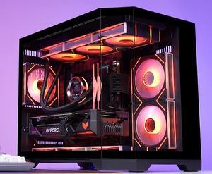 WJCOOLMAN Dreamer Plus Black Panoramic Version 2Side Transparent Glass Gaming Computer Case Support 7 Fan Positions 360 AIO Support ATX / M-ATX/MINI-ITX Gming Case High-Airflow Design