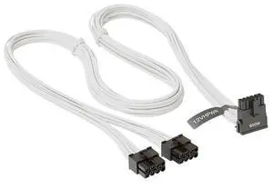 SEASONIC Native 600 W PCIe 5.0 / Gen 5 12VHPWR PSU Cable, 2X 8-Pin - 16-Pin ,Supports 40 Series Graphics Cards - White(90° L-type interface)