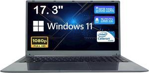 MTWZMM 17 inch Laptop, 8GB RAM 256 SSD, Celeron N5095(Up to 2.9GHz), 17.3 inch FHD Display, WiFi, Bluetooth 4.2, USB 3.0, Webcam, For Students and Business