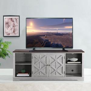 Festivo 70 Inch Extra Wide TV Stand Console W/2 Swing Magnet Doors for TVs up to 80"-Saw Cut-off White