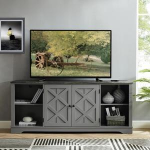 Festivo 70 Inch Extra Wide TV Stand Console W/2 Swing Magnet Doors for TVs up to 80"-Grey
