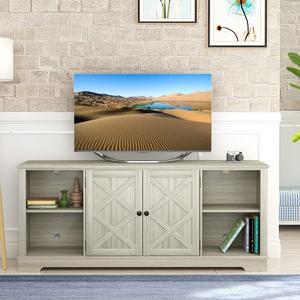 Festivo 70 Inch Extra Wide TV Stand Console W/2 Swing Magnet Doors for TVs up to 80"-Natural