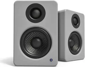 Kanto YU2MG PC Gaming Desktop Speakers | 3" Composite Drivers | 3/4" Silk Dome Tweeter | Class D Amplifier | 100 Watts | Built-in USB DAC | Subwoofer Output | Pair | Matte Grey