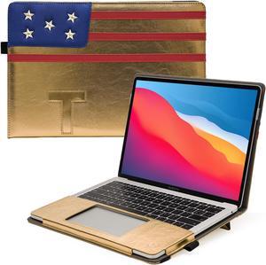 TYTX Compatible with MacBook Pro Case 13 Inch, PU Leather MacBook Case fits for Model M2, 2016-2024 A2338 M1 A2251 A2289 A2159 A1989 A1708 A1706, 13" Laptop Case with Vents and Stand Function (Golden)