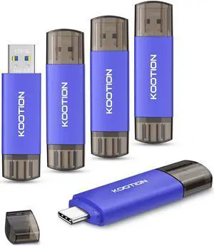 128GB USB C Flash Drive 5-Pack, KOOTION 2-in-1 Type-C Flash Drive USB-A&USB-C 3.0 Dual Drive OTG, Thumb Drive Memory Stick for Android Smartphone/Tablet/PC