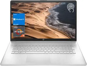 HP 17 Laptop, 17.3" HD+ Touchscreen, AMD Ryzen 5 5625U, 16GB DDR4 RAM, 1TB PCIe NVMe SSD, Webcam, Wi-Fi, Bluetooth, Windows 11 Home, Silver