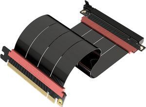 LINKUP - AVA5 PCIE 5.0 Riser Cable | RTX5090 RX9070 GPU Ready | x16 128GB/s Speed | Compatible with PCIe 4.0 & WRX80/WRX90E | Straight, Black 20cm