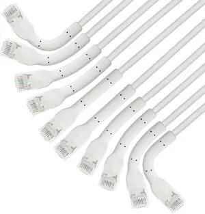 Intellinet FlexiBoot Slim Cat6 Ethernet Network Patch Cable  10-Pack - 10Gbps & 250MHz, Flexible Bendable Boot, 32AWG Pure Bare Copper Wire, Gold-Plated Contacts - 10ft, White