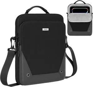 MoKo 12.9 Inch Tablet Sleeve Bag 360deg Protection Compatible with 13 Inch New iPad Pro M4 & Air M2 2024, iPad Pro 12.9 M2&M1, Galaxy Tab S8/S9 Plus 12.4" 2023, with Handle and Shoulder Strap, Black