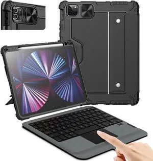 Nillkin iPad Air 5th/4th Generation Case wth Keyboard, Detachable Keyboard Case for iPad Pro 11(1st/2nd/3rd/4th Gen), Magic Trackpad, Multiple Angles Stand, Black