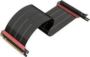 LINKUP - AVA5 PCIE 5.0 Riser Cable [50cm] RTX5090 5080 GPU Ready | x16 128GB/s Speed | Compatible with PCIe 4.0 & WRX80/WRX90E | Left Angle, Black