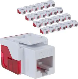 ICC CAT6 Keystone Jack with Inline IDC No Pair Split Wiring (Easier Termination) UL Listed PoE++ TAA Compliant for Wall Plate or Patch Panel, Works with JackEasy Termination Tool, White, 25 Pack