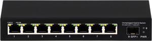 8 Port 2.5G Unmanaged Ethernet Switch 8x2.5GBase-T Ports 1x10G SFP+ Fiber Switch 60Gbps Bandwidth Desktop/Wall Mount Plug and Play Compatible with 100/1000/2500Mbps(9port| 8x2.5G + 1x10G SFP+)