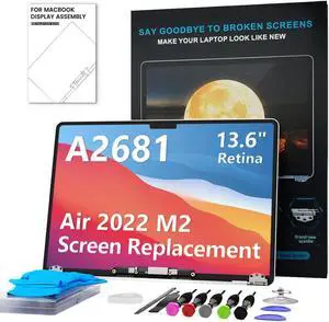LHM A2681 Screen Replacement for MacBook Air 2022 13.6" M2 (EMC 4074) 2560 x 1664 LCD Screen Display Complete Assembly with Fix Kits (Midnight)