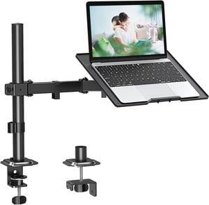 MOUNTUP Single Laptop Tray Desk Mount for 13-17 Inch Laptop Notebook, Fully Adjustable Laptop Arm, Full Motion Laptop Stand, Holds up to 17.6lbs, with Clamp/Grommet Mounting, MU4001-A