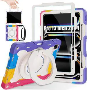 ROISKIN for iPad Pro 13 Inch Case M4 7th Generation for Kids with 360 Kickstand Handle, HD Screen Protector,Shoulder Strap,Pen Holder [15FT Drop Protection] Heavy Duty Military Case for iPad Pro 13