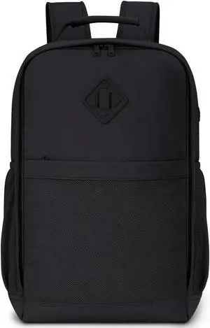 WANDF Travel Laptop Backpack for Women Men, 15.6 Inch laptop Bag College Backpack with USB Charging Port, 18x14x8 Personal Item Bag for Spirit Airlines Carry On Bag for Work(Black)