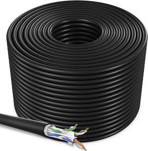 Maximm Ethernet Cable 1000 ft CAT6 High Speed Internet Network LAN Cable Cord, Outdoor Waterproof (Black - No RJ45 Connector)