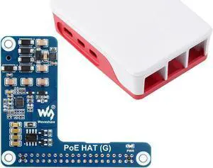Waveshare PoE HAT (G), Compatible with Raspberry Pi 5, 5V 5A Output, Stable Performance, Supports 802.3af/at Network Standard, Power Over Ethernet HAT (G), Comes with a Raspberry Pi 5 Official Case