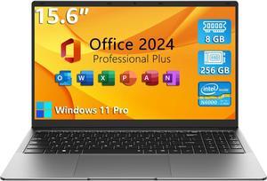 TPV 15.6" Windows 11 Pro Laptop, MS Office 2024, 8GB RAM 256GB Storage, Intel Celeron N4000(up to 2.6GHz) 100% sRGB Screen, 2.4G/5G Dual Band WiFi, BT4.2, USB-A, Long Battery Life, Silver