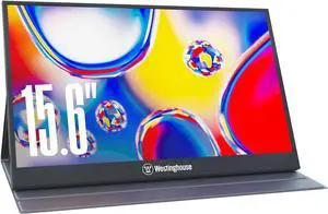 Westinghouse 15.6 Inch Portable Monitor for Laptop & Travel, 1080p, 60Hz, IPS Display, Full HD Screen with Magnetic Protective Cover, Built in Speakers, 1x Mini HDMI, 1x USB Type-C