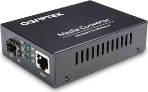 10G SFP+ to RJ-45 Media Coverter, 10 Gbps Gigabit Copper UTP Ethernet Fiber Optic Converter, Unmanaged 1x 100M/1G/2.5G/5G/10GBase-T RJ45 to 1x 10GBase-X SFP+ Slot, Support 10G SR/LR SFP Module