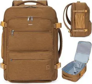 WANDF Travel Backpack For Spirit Airlines Personal Item Bag 18x14x8 with Wet Pocket, 17 Inch Laptop Backpack for Men Women (Earth Yellow)