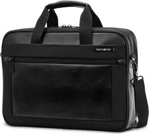 Samsonite(r) Executive Leather Brief Laptop Bag With 15.6" Laptop Pocket, 12-7/16"H x 16-5/16"W x 4-5/16"D, Black