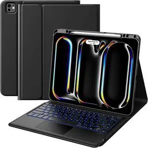 MoKo for iPad Pro 13 Inch Detachable Bluetooth Keyboard Case with Backlit & Touchpad, New iPad Pro 13 Inch Case with Keyboard 2024 Released, Built-in Pencil Holder, Black