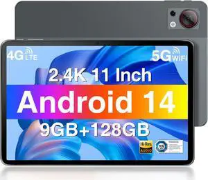 DOOGEE 11 Inch Tablet,2024 Tablet 11'' Android 14 9GB+128GB/1TB TF Octa-Core, 2.4K Display, 8580mAh, 4G-LTE Android Tablet, Bluetooth 5.0+2.4G/5G WiFi Android 14Tablet, GPS,Type-C, Metal Body