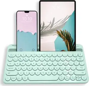 Macally Bluetooth Keyboard for Tablet | Wireless Keyboard for iPad | iPhone Keyboard (Multi-Device, Built-in Stand, Rechargeable) Easy to Use and Cute Portable Keyboard - Mint Green