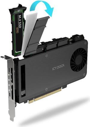 4 Bay Removable M.2 NVMe PCIe 5.0 SSD to PCIe x16 Mobile Rack Enclosure/Adapter Card for PCIe Expansion Slot (PCIe Bifurcation Required) | ICY DOCK ExpressSlot MB204MP-B