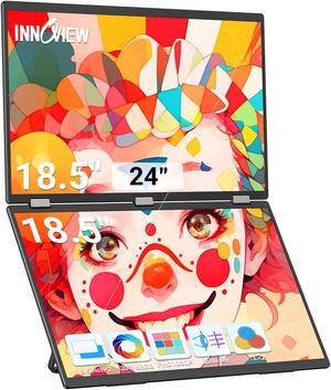 InnoView 18.5" Laptop Screen Extender 115% sRGB Dual Monitors Stacked Folding Triple Monitor (Wins/Mac) 1080P Triple Portable Monitor for Laptop 90deg/180deg Automatic Rotation