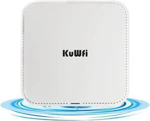 KuWFi WiFi 6 AX3000 Ceiling Mount Access Point, Long Range Ceiling Mounted WiFi 6 Wireless Access Point Dual Band POE Access Point 2x2 MU-MIMO | Seamless Roaming | Cloud Managed