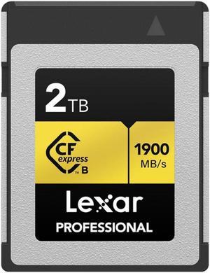 Lexar 2TB Professional CFexpress Type B Memory Card GOLD Series, Up To 1900MB/s Read, Raw 8K Video Recording, Supports PCIe 3.0 and NVMe (LCXEXPR002T-RNENG)