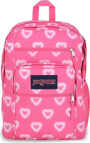 JanSport Laptop Backpack - Computer Bag with 2 Compartments, Ergonomic Shoulder Straps, 15" Laptop Sleeve, Haul Handle - Book Rucksack - Happy Hearts Pink
