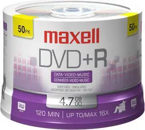 MAXELL Disc, DVD+R, 4.7GB for General use, 16X 50/spindle, Branded 50/PK