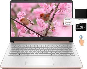 HP 14" Touchscreen Laptop, Intel Dual-Core N4020,16GB DDR4 RAM, 192GB Storage(64GB eMMC+128GB Micro SD),Webcam,1Yr Office w/Accs. (Rose Gold)