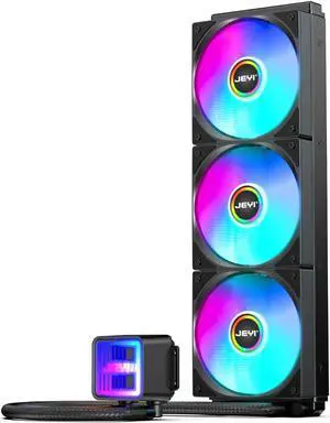 JEYI iArcticStorm 360 Water Cooler Black, Desktop ARGB AIO Liquid CPU Cooler, Intel & AMD TDP 280W, Infinity Mirror Efficient PWM-Controlled Pump, for AMD Ryzen AM5|4, Intel LGA 1851|1700 etc.