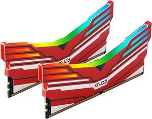 OLOy DDR4 RAM 32GB (2x16GB) Red Warhawk Aura Sync RGB 2666 MHz CL19 1.2V 288-Pin Desktop UDIMM (MD4U162619BCDA)
