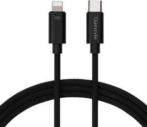 Questyle USB C DAC OTG Cable 4ft/1.2m Audio Adapter for iPhone 13/12/11/X/8/7/6/Plus, iPad Pro/Air/Mini, iOS15 to Type C Male Adaptor (Only fit for Amplifier M12i M15i)