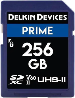 Delkin Prime 256GB SDXC UHS-II (U3/V60) Memory Card - High Endurance for 8K, 4K, Full HD, RAW Burst | DSLR Compatible